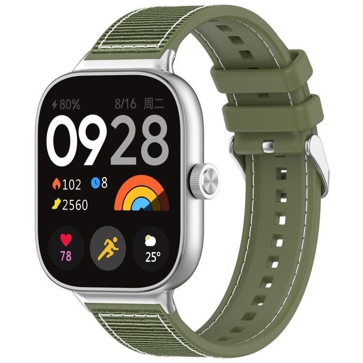 For Xiaomi Mi Band 8 Pro / Redmi Watch 4 Ordinary Buckle Hybrid Nylon Braid Silicone Watch Band(Green) - Watch Bands by PMC TechLife | Online Shopping South Africa | PMC TechLife