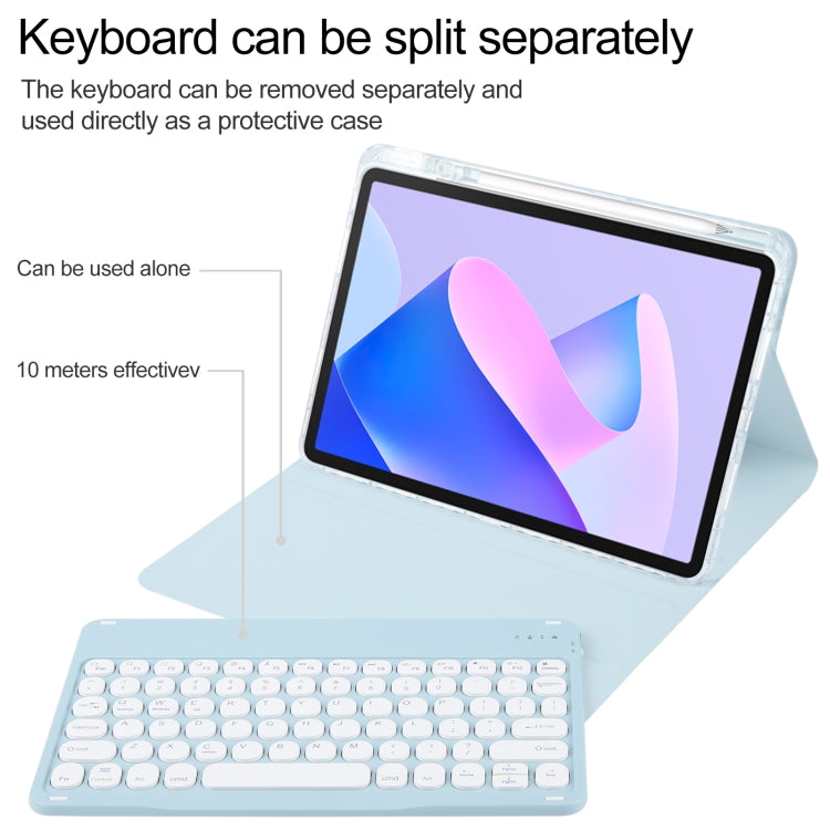 For Huawei MatePad 11 2023 / 2021 Round Button Bluetooth Keyboard Rotatable Holder Leather Case(Sky Blue) - Huawei Keyboard by PMC TechLife | Online Shopping South Africa | PMC TechLife
