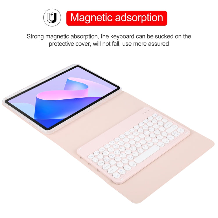 For Huawei MatePad 11 2023 / 2021 Round Button Bluetooth Keyboard Rotatable Holder Leather Case(Rose Gold) - Huawei Keyboard by PMC TechLife | Online Shopping South Africa | PMC TechLife