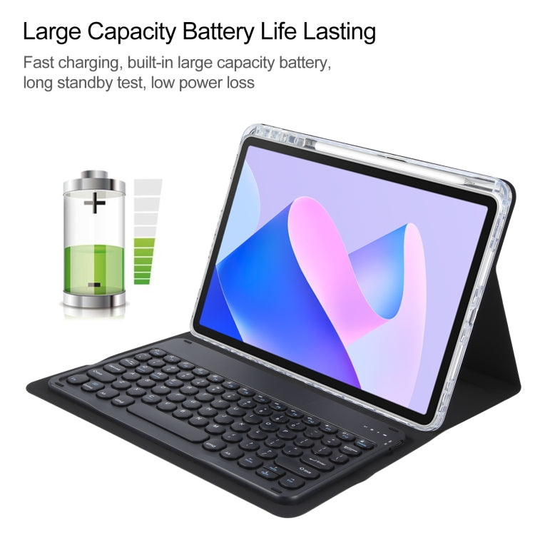 For Huawei MatePad 11 2023 / 2021 Round Button Bluetooth Keyboard Rotatable Holder Leather Case(Black) - Huawei Keyboard by PMC TechLife | Online Shopping South Africa | PMC TechLife