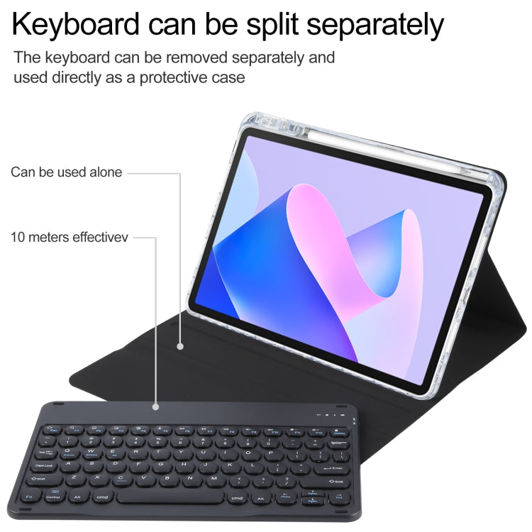 For Huawei MatePad 11 2023 / 2021 Round Button Bluetooth Keyboard Rotatable Holder Leather Case(Black) - Huawei Keyboard by PMC TechLife | Online Shopping South Africa | PMC TechLife