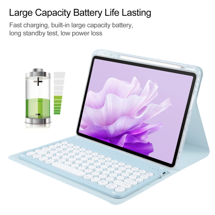 For Huawei MatePad Air 11.5 Round Button Bluetooth Keyboard Rotatable Holder Leather Case(Sky Blue) - free shipping - PMC TechLife - Order now!