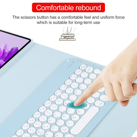 For Huawei MatePad Air 11.5 Round Button Bluetooth Keyboard Rotatable Holder Leather Case(Sky Blue)