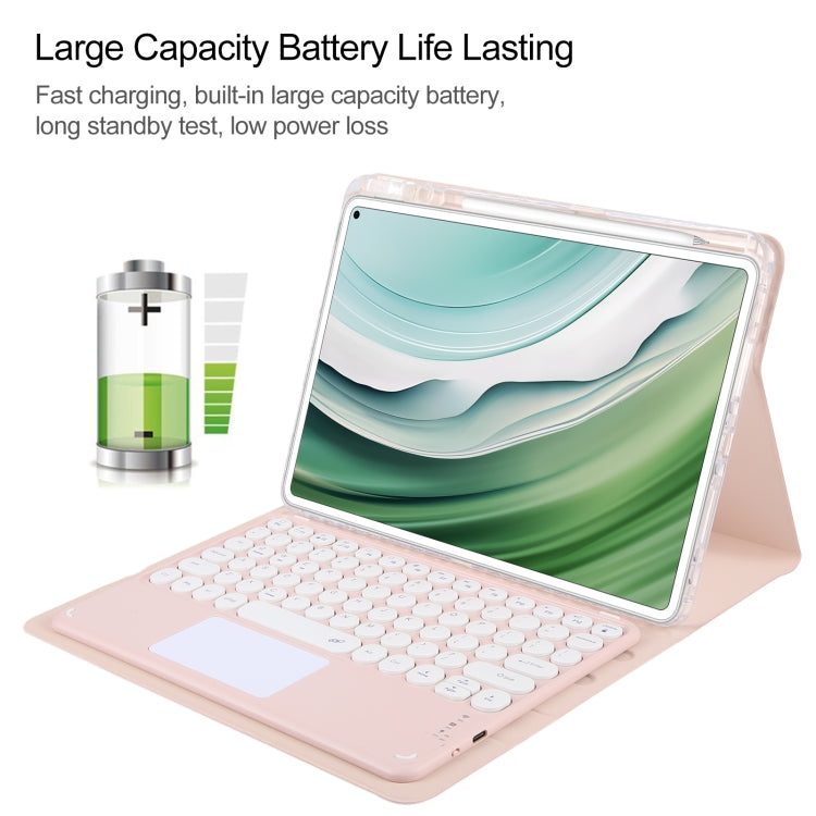 For Huawei MatePad Pro 11 2024 / 2022 Round Button Bluetooth Keyboard Rotatable Holder Leather Case with Touchpad(Rose Gold) - Huawei Keyboard by PMC TechLife | Online Shopping South Africa | PMC TechLife