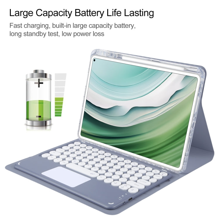 For Huawei MatePad Pro 11 2024 / 2022 Round Button Bluetooth Keyboard Rotatable Holder Leather Case with Touchpad(Lavender Purple) - free shipping - PMC TechLife - Order now!