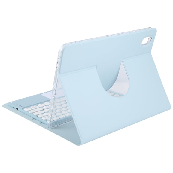 For Huawei MatePad Air 11.5 Round Button Bluetooth Keyboard Rotatable Holder Leather Case with Touchpad(Sky Blue)