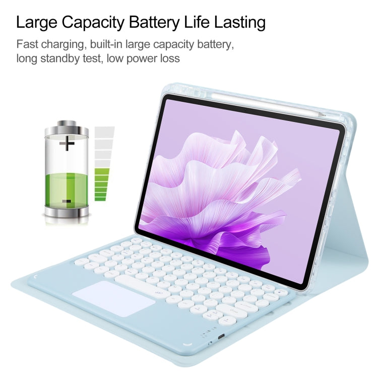 For Huawei MatePad Air 11.5 Round Button Bluetooth Keyboard Rotatable Holder Leather Case with Touchpad(Sky Blue) - Huawei Keyboard by PMC TechLife | Online Shopping South Africa | PMC TechLife
