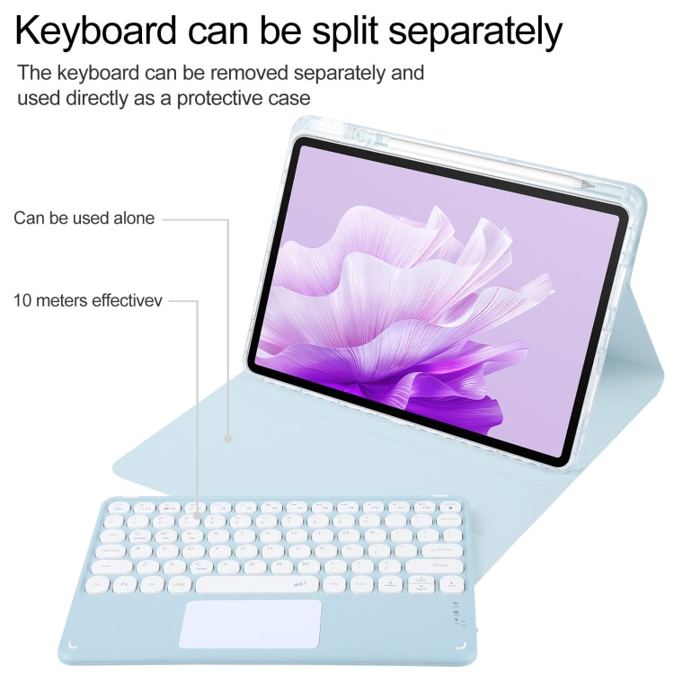 For Huawei MatePad Air 11.5 Round Button Bluetooth Keyboard Rotatable Holder Leather Case with Touchpad(Sky Blue) - Huawei Keyboard by PMC TechLife | Online Shopping South Africa | PMC TechLife