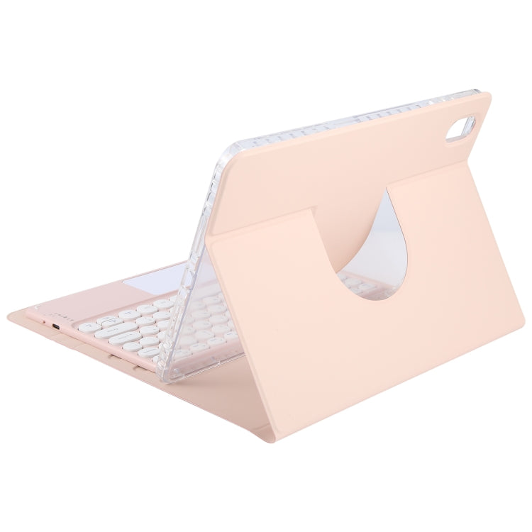 For Huawei MatePad Air 11.5 Round Button Bluetooth Keyboard Rotatable Holder Leather Case with Touchpad(Rose Gold) - Huawei Keyboard by PMC TechLife | Online Shopping South Africa | PMC TechLife