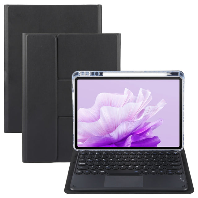 For Huawei MatePad Air 11.5 Round Button Bluetooth Keyboard Rotatable Holder Leather Case with Touchpad(Black)