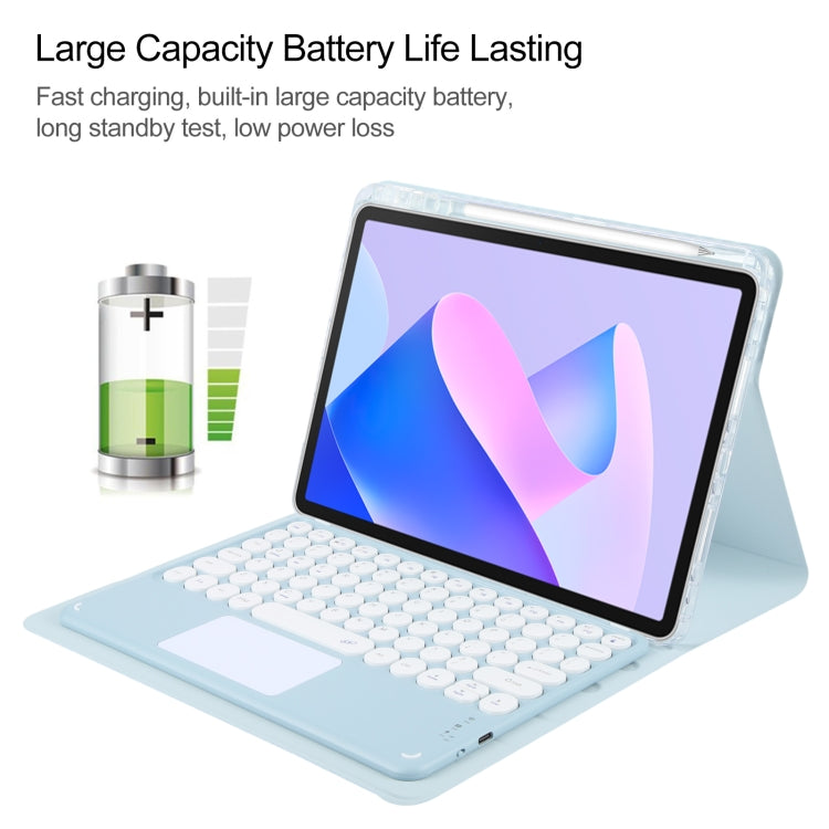 For Huawei MatePad 11 2023 / 2021 Round Button Bluetooth Keyboard Rotatable Holder Leather Case with Touchpad(Sky Blue) - Huawei Keyboard by PMC TechLife | Online Shopping South Africa | PMC TechLife