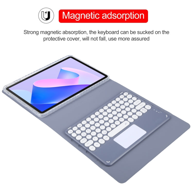 For Huawei MatePad 11 2023 / 2021 Round Button Bluetooth Keyboard Rotatable Holder Leather Case with Touchpad(Lavender Purple) - Huawei Keyboard by PMC TechLife | Online Shopping South Africa | PMC TechLife