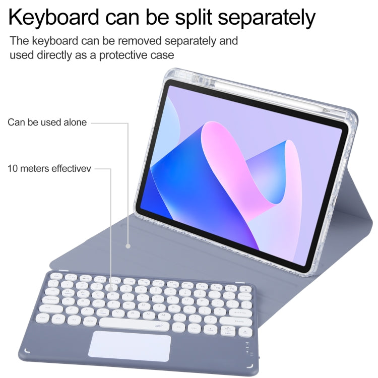 For Huawei MatePad 11 2023 / 2021 Round Button Bluetooth Keyboard Rotatable Holder Leather Case with Touchpad(Lavender Purple) - Huawei Keyboard by PMC TechLife | Online Shopping South Africa | PMC TechLife