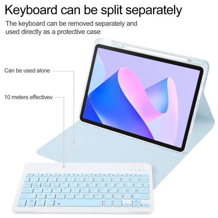 For Huawei MatePad 11 2023 / 2021 Square Button Bluetooth Keyboard Rotatable Holder Leather Case(Sky Blue) - Huawei Keyboard by PMC TechLife | Online Shopping South Africa | PMC TechLife