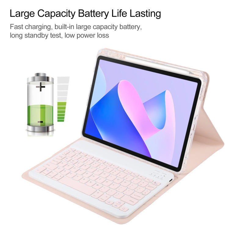 For Huawei MatePad 11 2023 / 2021 Square Button Bluetooth Keyboard Rotatable Holder Leather Case(Rose Gold) - Huawei Keyboard by PMC TechLife | Online Shopping South Africa | PMC TechLife
