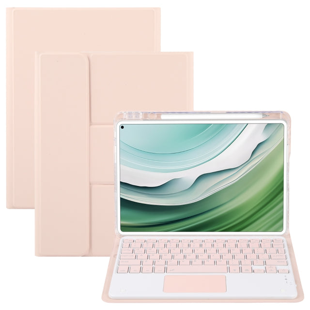 For Huawei MatePad Pro 11 2024 / 2022 Square Button Bluetooth Keyboard Rotatable Holder Leather Case with Touchpad(Rose Gold)