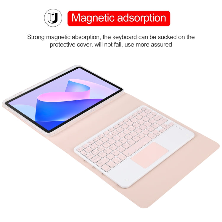 For Huawei MatePad 11 2023 / 2021 Square Button Bluetooth Keyboard Rotatable Holder Leather Case with Touchpad(Rose Gold) - Huawei Keyboard by PMC TechLife | Online Shopping South Africa | PMC TechLife