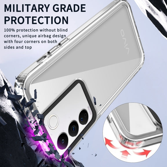 For vivo V27e/Y200/V29e 5G Taiwan/V30 Lite Transparent Acrylic + TPU Shockproof Phone Case(Transparent Black)
