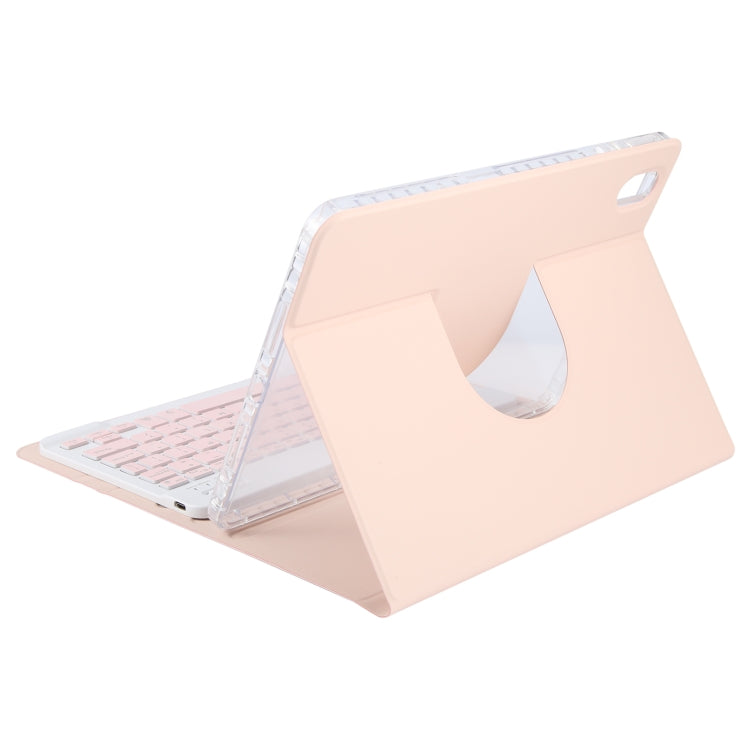 For Huawei MatePad Air 11.5 Square Button Backlight Bluetooth Keyboard Rotatable Holder Leather Case(Rose Gold)