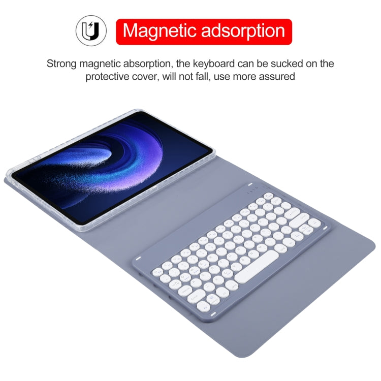 For Xiaomi Pad 6 Round Button Bluetooth Keyboard Rotatable Holder Leather Case(Lavender Purple) - Xiaomi Keyboard by PMC TechLife | Online Shopping South Africa | PMC TechLife | Buy Now Pay Later Mobicred
