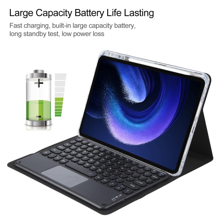 For Xiaomi Pad 6 Round Button Bluetooth Keyboard Rotatable Holder Leather Case with Touchpad(Black) - Others Keyboard by PMC TechLife | Online Shopping South Africa | PMC TechLife