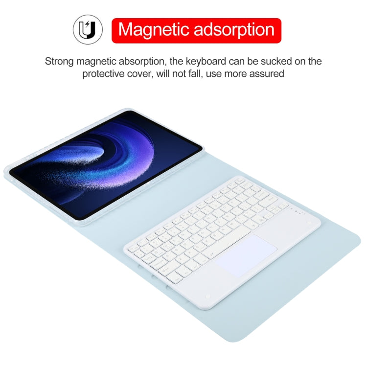 For Xiaomi Pad 6 Square Button Bluetooth Keyboard Rotatable Holder Leather Case with Touchpad(Sky Blue) - Others Keyboard by PMC TechLife | Online Shopping South Africa | PMC TechLife