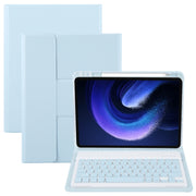 For Xiaomi Pad 6 Square Button Backlight Bluetooth Keyboard Rotatable Holder Leather Case(Sky Blue)