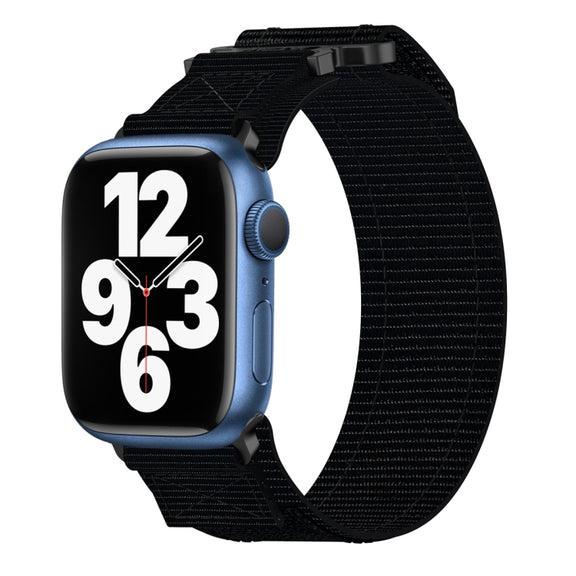 For Apple Watch Series 7 41mm Nylon Hook And Loop Fastener Watch Band(Black)