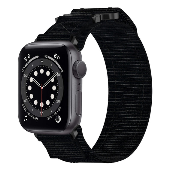 For Apple Watch Series 6 40mm Nylon Hook And Loop Fastener Watch Band(Black)