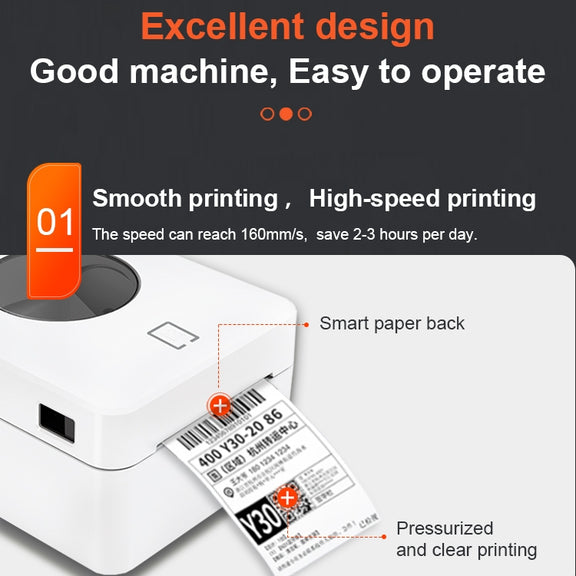 ZJ-9250 100x150mm USB Bluetooth Thermal Label Printer, Plug:EU Plug(White)