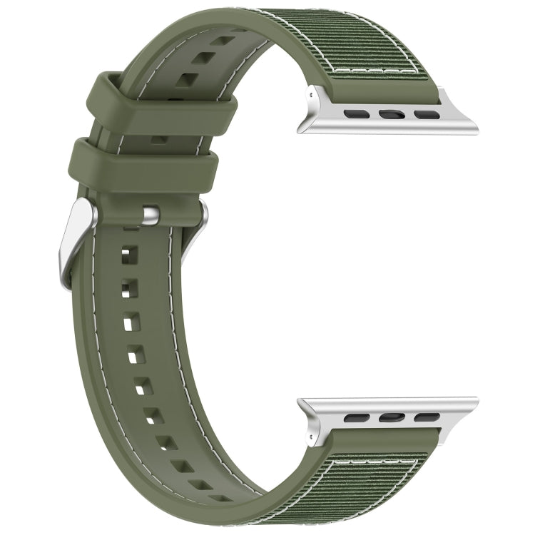 For Apple Watch Ultra 49mm Ordinary Buckle Hybrid Nylon Braid Silicone Watch Band(Green) - Watch Bands by PMC TechLife | Online Shopping South Africa | PMC TechLife