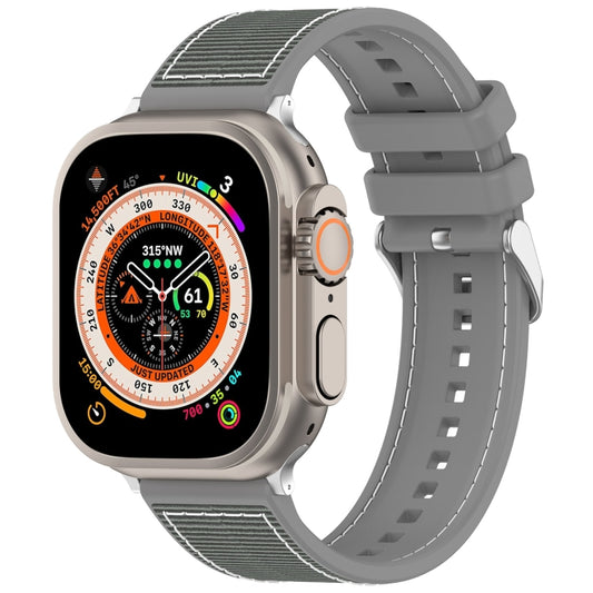 For Apple Watch SE 2022 44mm Ordinary Buckle Hybrid Nylon Braid Silicone Watch Band(Grey) - free shipping - PMC Jewellery - Order now!