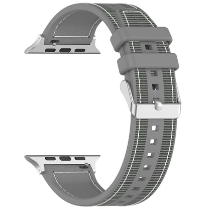 For Apple Watch SE 2022 44mm Ordinary Buckle Hybrid Nylon Braid Silicone Watch Band(Grey) - free shipping - PMC Jewellery - Order now!