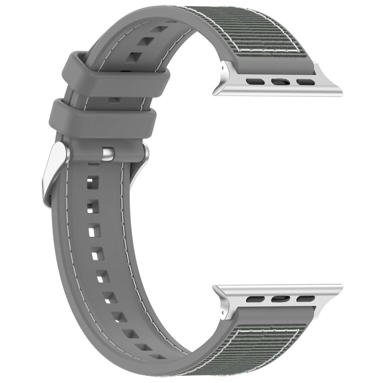 For Apple Watch SE 2022 44mm Ordinary Buckle Hybrid Nylon Braid Silicone Watch Band(Grey) - free shipping - PMC Jewellery - Order now!