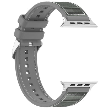 For Apple Watch SE 2022 44mm Ordinary Buckle Hybrid Nylon Braid Silicone Watch Band(Grey) - free shipping - PMC Jewellery - Order now!