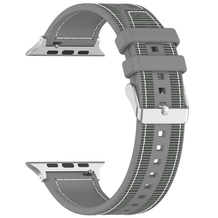 For Apple Watch Series 7 41mm Ordinary Buckle Hybrid Nylon Braid Silicone Watch Band(Grey) - Watch Bands by PMC TechLife | Online Shopping South Africa | PMC TechLife