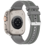 For Apple Watch SE 40mm Ordinary Buckle Hybrid Nylon Braid Silicone Watch Band(Grey)
