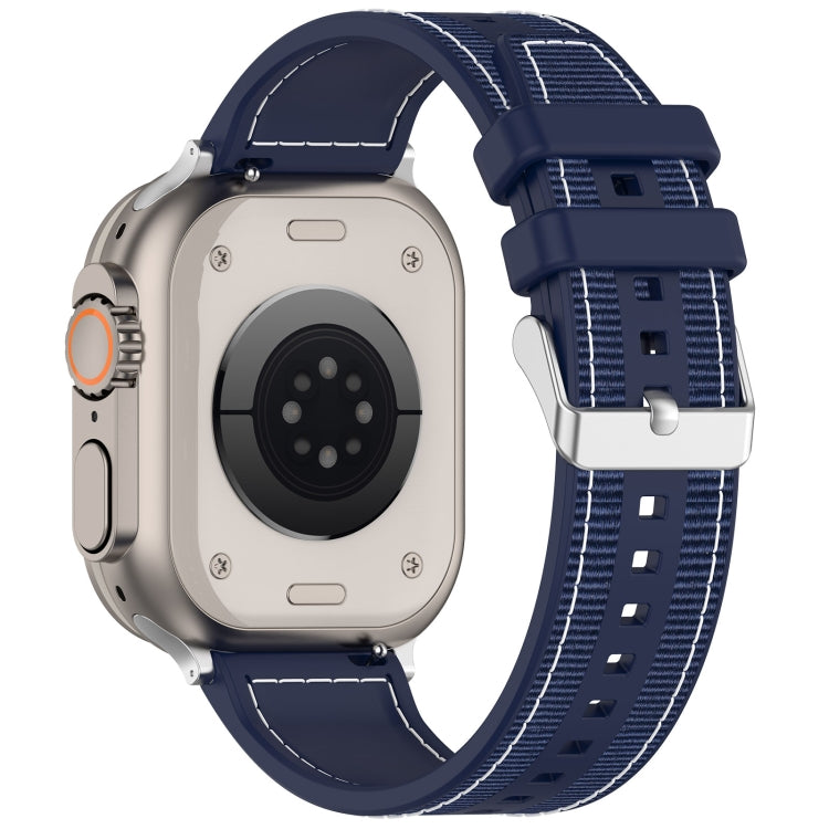 For Apple Watch SE 40mm Ordinary Buckle Hybrid Nylon Braid Silicone Watch Band(Midnight Blue)