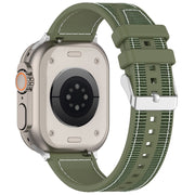 For Apple Watch SE 40mm Ordinary Buckle Hybrid Nylon Braid Silicone Watch Band(Green)