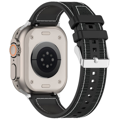 For Apple Watch Series 5 44mm Ordinary Buckle Hybrid Nylon Braid Silicone Watch Band(Black) - free shipping - PMC Jewellery - Order now!