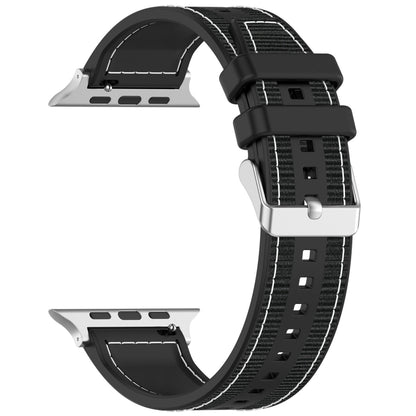For Apple Watch Series 5 44mm Ordinary Buckle Hybrid Nylon Braid Silicone Watch Band(Black) - free shipping - PMC Jewellery - Order now!