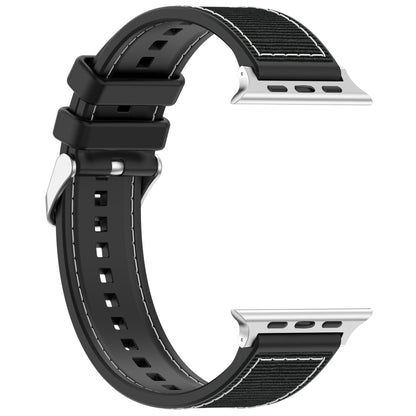For Apple Watch Series 5 44mm Ordinary Buckle Hybrid Nylon Braid Silicone Watch Band(Black) - free shipping - PMC Jewellery - Order now!