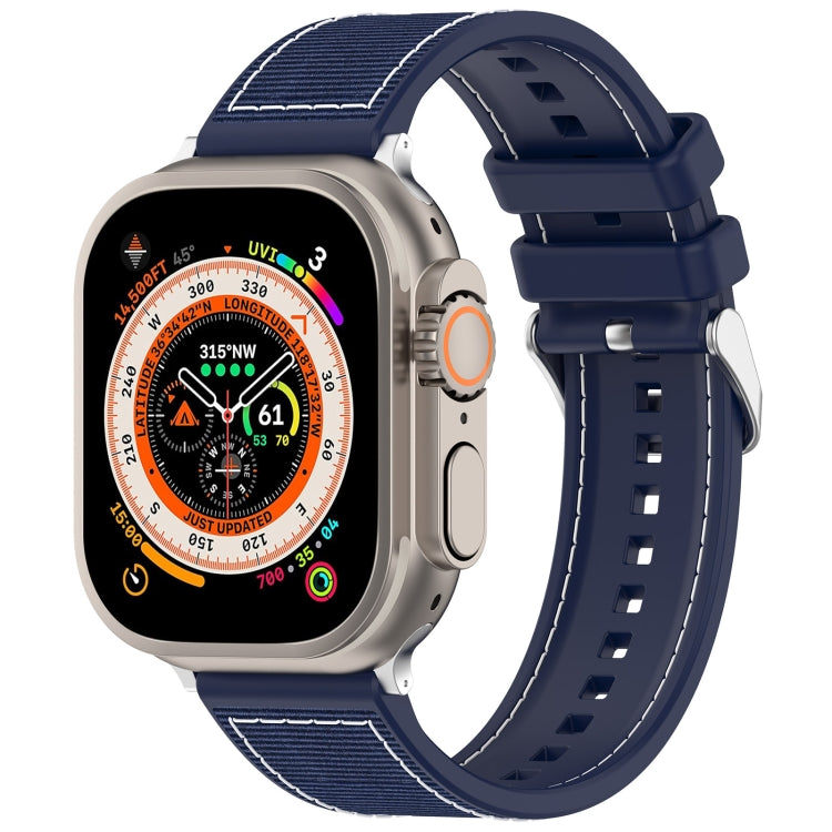 For Apple Watch Series 5 44mm Ordinary Buckle Hybrid Nylon Braid Silicone Watch Band(Midnight Blue) - Watch Bands by PMC TechLife | Online Shopping South Africa | PMC TechLife