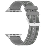 For Apple Watch Series 3 42mm Ordinary Buckle Hybrid Nylon Braid Silicone Watch Band(Grey)