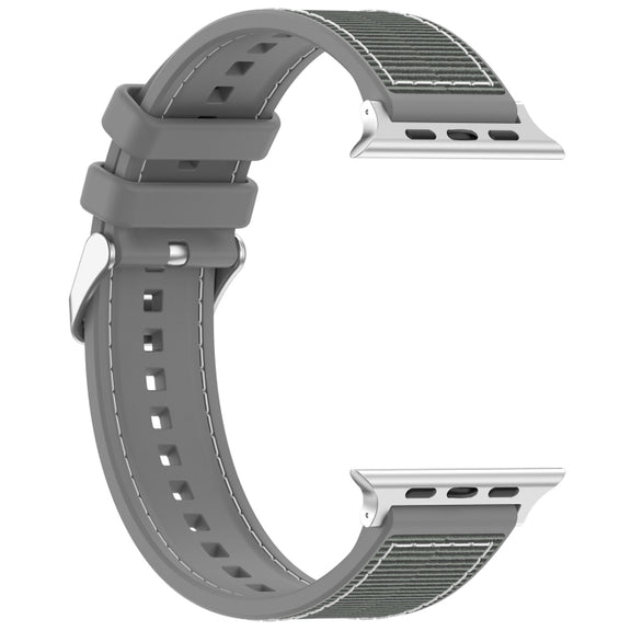 For Apple Watch Series 2 42mm Ordinary Buckle Hybrid Nylon Braid Silicone Watch Band(Grey)