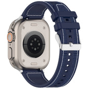 For Apple Watch Series 2 38mm Ordinary Buckle Hybrid Nylon Braid Silicone Watch Band(Midnight Blue)