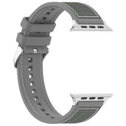 For Apple Watch 42mm Ordinary Buckle Hybrid Nylon Braid Silicone Watch Band(Grey)