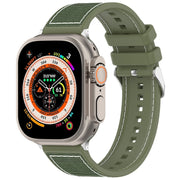For Apple Watch 42mm Ordinary Buckle Hybrid Nylon Braid Silicone Watch Band(Green)