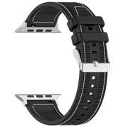 For Apple Watch 38mm Ordinary Buckle Hybrid Nylon Braid Silicone Watch Band(Black)