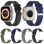 For Apple Watch 42mm Ordinary Buckle Hybrid Nylon Braid Silicone Watch Band(Grey)
